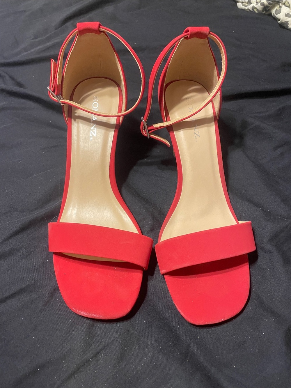 Red Ankle-Strap Open-Toe Heels